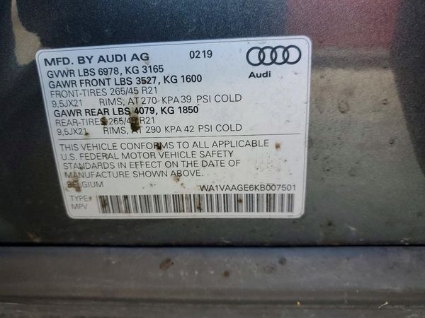 2019 AUDI E-TRON e-tron quattro Prestige