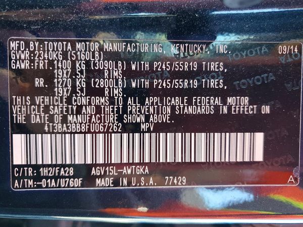 2015 TOYOTA VENZA