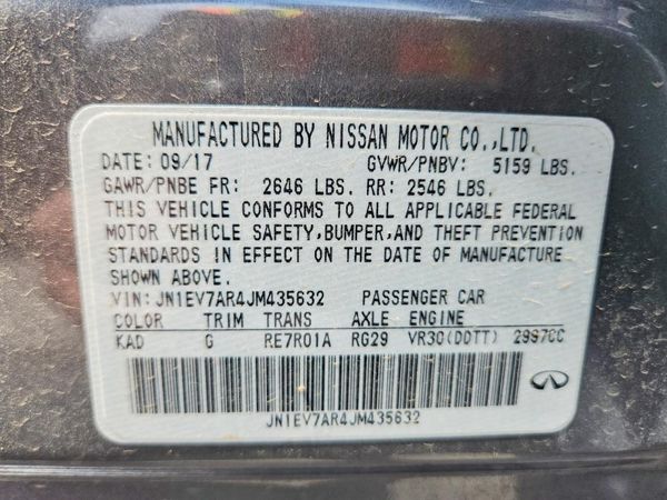 2018 INFINITI Q50 — VINS