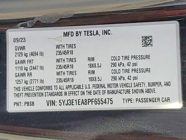 2023 TESLA MODEL 3