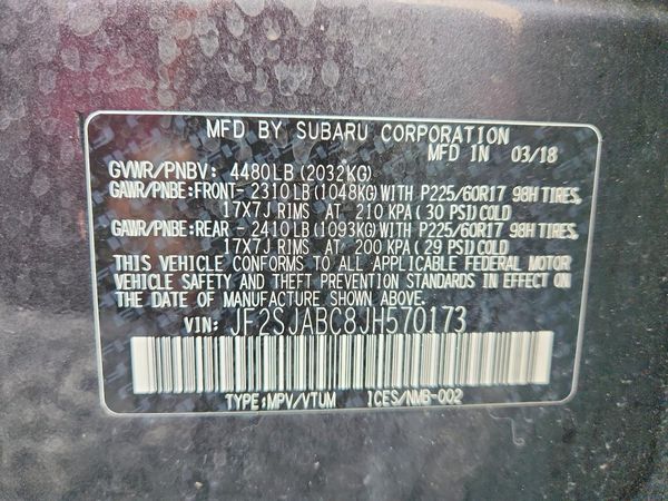 2018 SUBARU FORESTER Base P