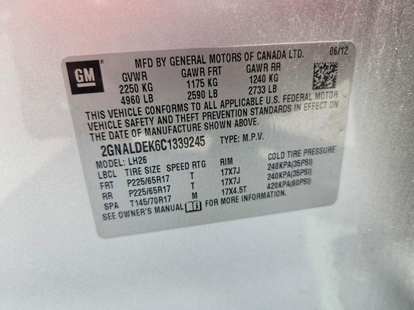 2012 CHEVROLET EQUINOX 1LT