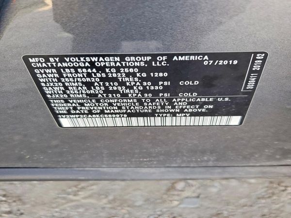 2019 VOLKSWAGEN ATLAS