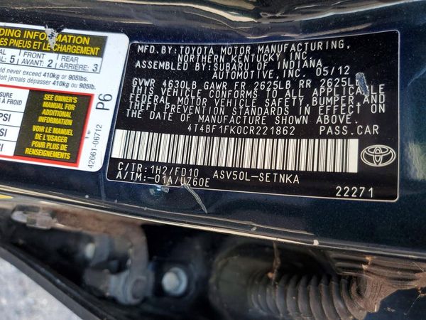 2012 TOYOTA CAMRY