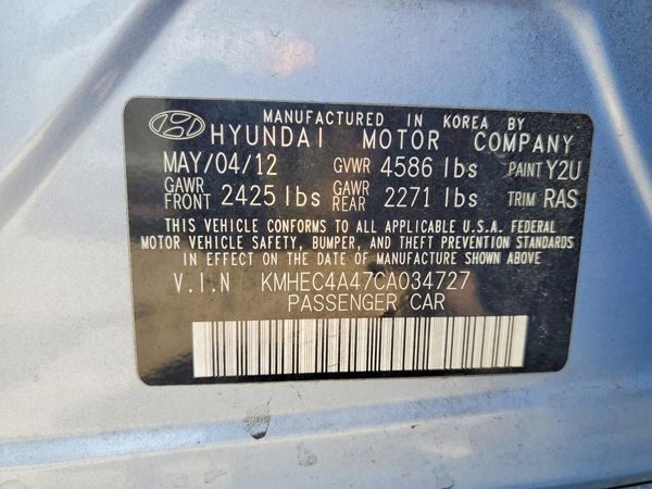 2012 HYUNDAI SONATA Middle level