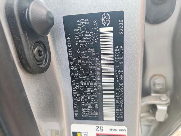 2019 TOYOTA CAMRY L/LE/SE/XLE