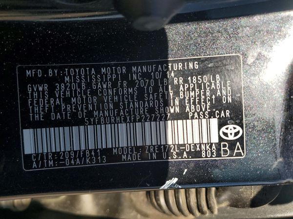 2015 TOYOTA COROLLA L/LE