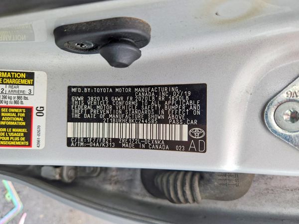 2019 TOYOTA COROLLA L/LE/SE/XLE/XSE