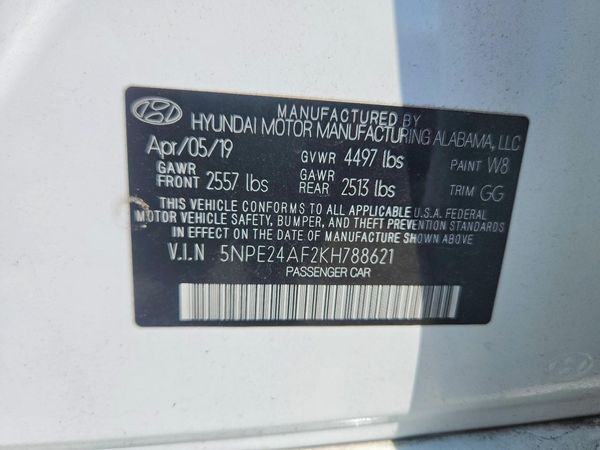 2019 HYUNDAI SONATA
