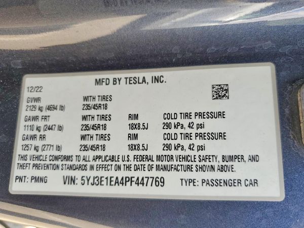 2023 TESLA MODEL 3