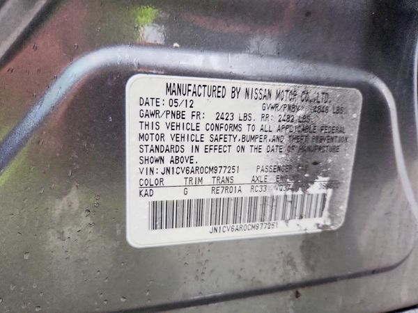 2012 INFINITI G37 SEDAN — VINS