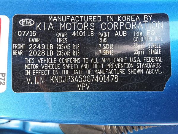 2016 KIA SOUL Exclaim — VINS