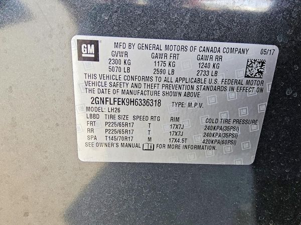 2017 CHEVROLET EQUINOX LT / FL