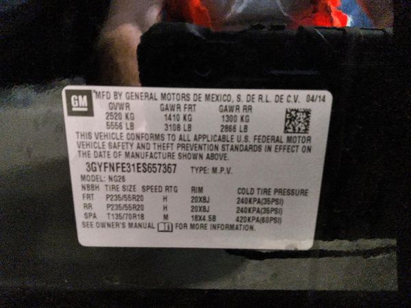 2014 CADILLAC SRX Performance — VINS