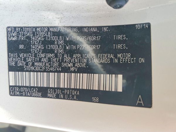 2015 TOYOTA SIENNA