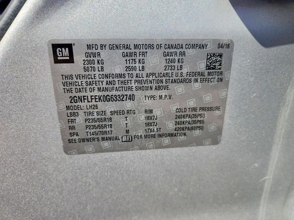 2016 CHEVROLET EQUINOX LT