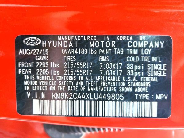 2020 HYUNDAI KONA SEL