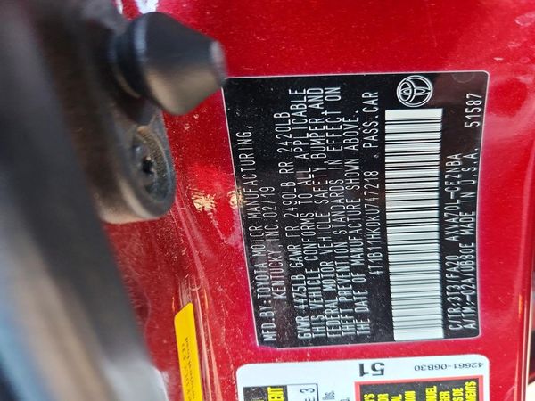 2019 TOYOTA CAMRY L/LE/SE/XLE