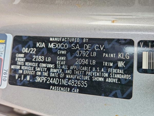 2022 KIA FORTE FE, LXS