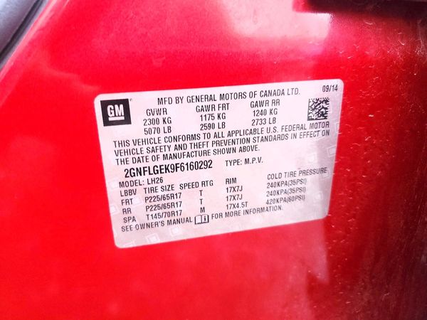2015 CHEVROLET EQUINOX 2LT — VINS