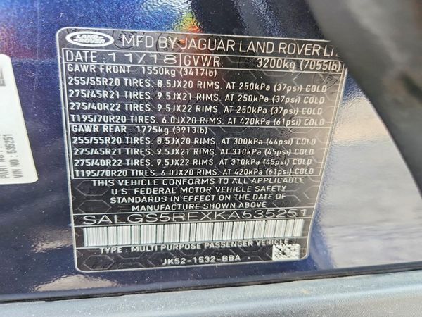 2019 LAND ROVER RANGE ROVER