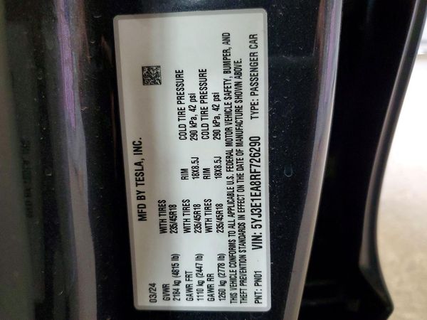 2024 TESLA MODEL 3