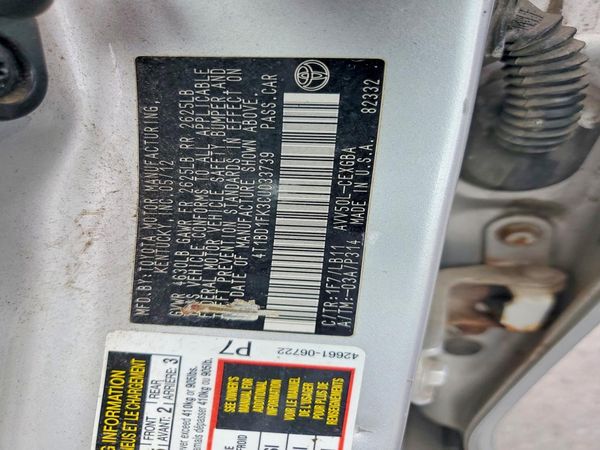 2012 TOYOTA CAMRY Hybrid — VINS