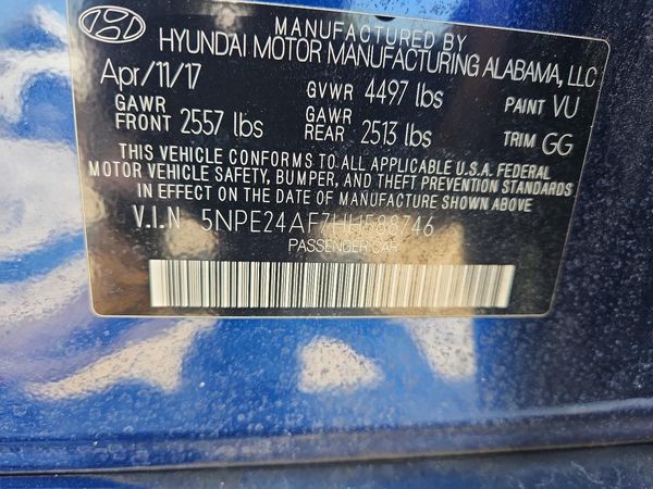 2017 HYUNDAI SONATA SE, Eco