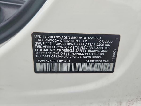 2020 VOLKSWAGEN PASSAT