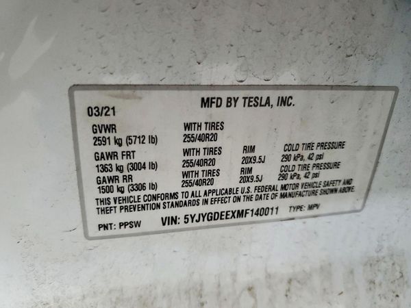 2021 TESLA Y