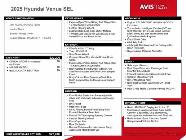 2025 HYUNDAI VENUE SEL, Limited