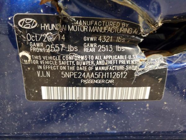 2015 HYUNDAI SONATA SE, ECO — VINS