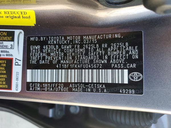 2015 TOYOTA CAMRY
