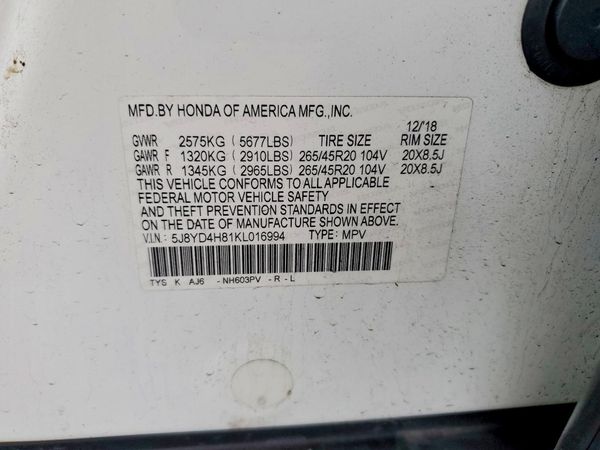 2019 ACURA MDX SH-AWD ADVANCE 6P