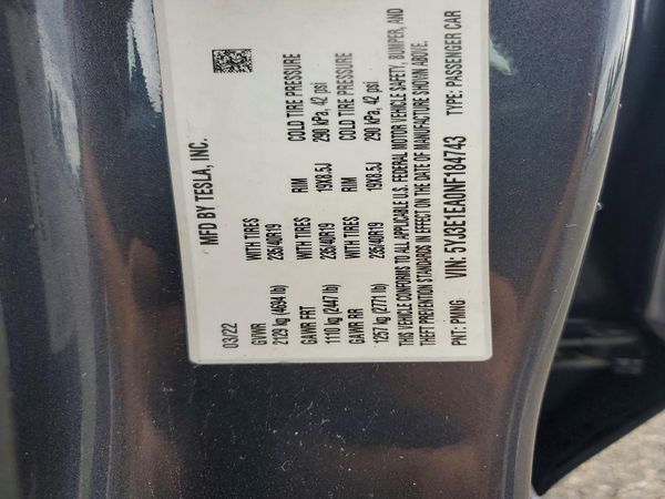 2022 TESLA MODEL 3