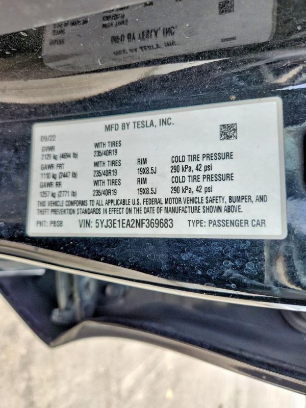 2022 TESLA MODEL 3