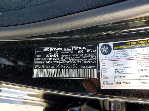 2016 MERCEDES-BENZ S S600