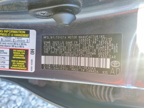 2015 TOYOTA COROLLA L/LE