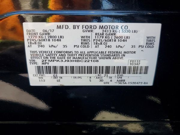2017 FORD EDGE SEL — VINS