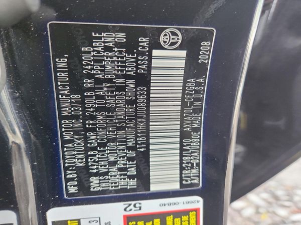 2018 TOYOTA CAMRY L/LE/SE/XLE