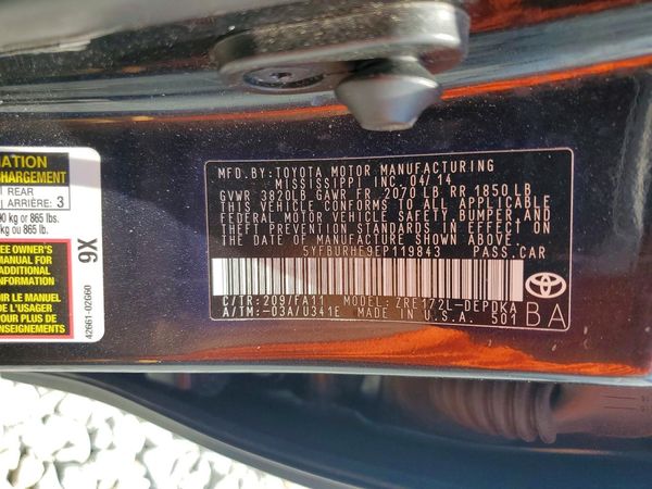 2014 TOYOTA COROLLA