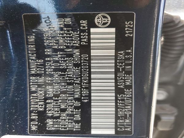 2016 TOYOTA CAMRY