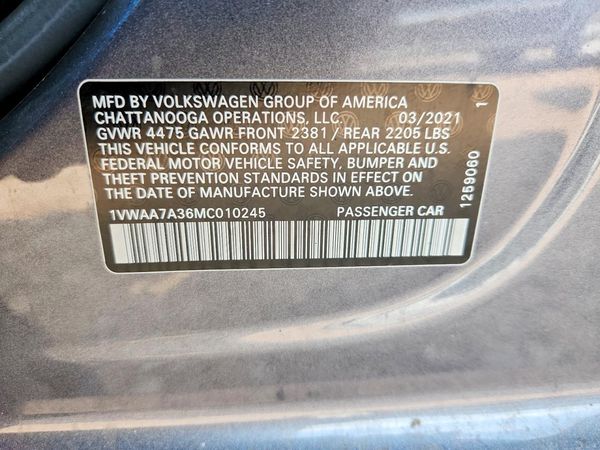 2021 VOLKSWAGEN PASSAT S