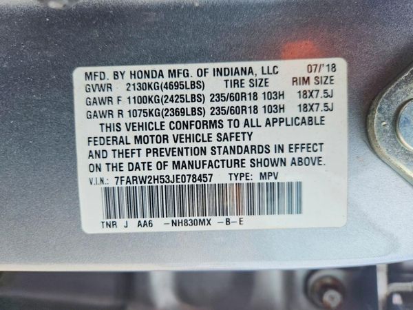 2018 HONDA CRV EX — VINS