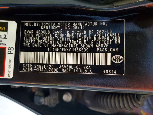 2012 TOYOTA CAMRY