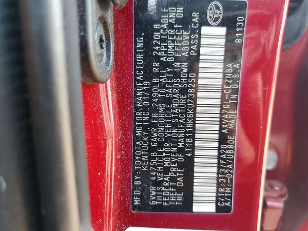 2019 TOYOTA CAMRY L/LE/SE/XLE
