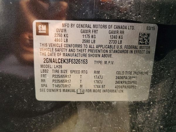 2015 CHEVROLET EQUINOX 2LT