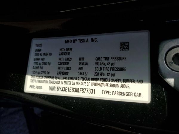 2021 TESLA MODEL 3