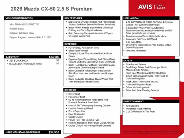 2026 MAZDA CX-50 Premium