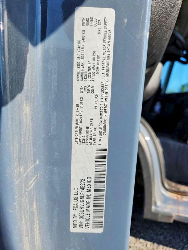2020 RAM PROMASTER 3500 VF — VINS